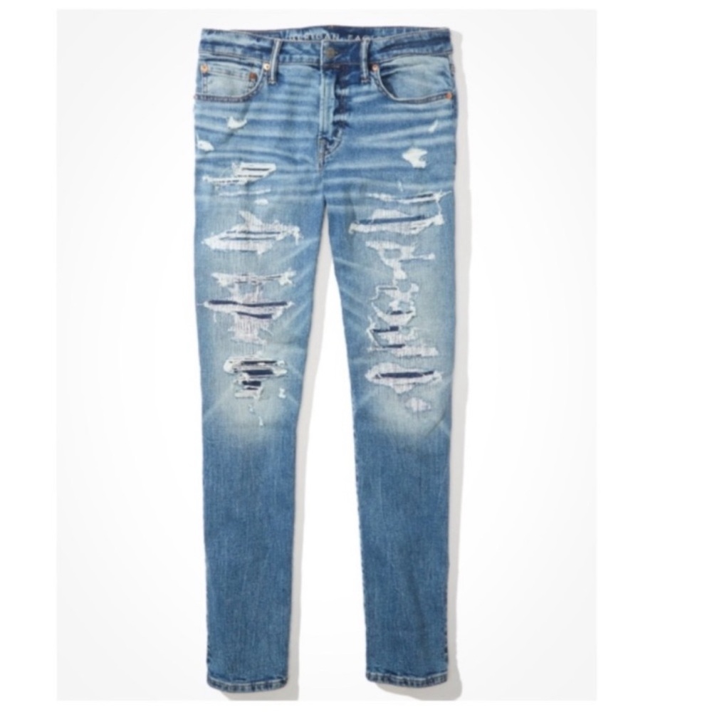 🦅 NWT AMERICAN EAGLE OUTFITTERS ATHLETIC FIT SIZE 28x28 DISTRESSED JEANS